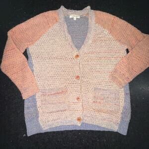 UEC THURSDAY ISLAND SPECKLED Multicolor IVORY BLUE PEACH Cardigan Sweater SZ S